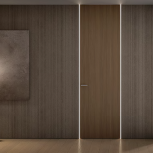 Puerta batiente retroiluminada.