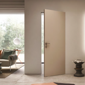 Puerta batiente sin marco reversible.